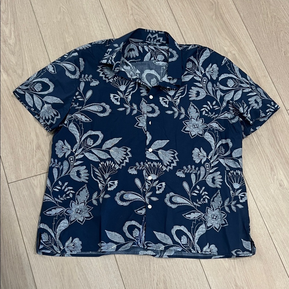 Perry Ellis Dark Blue Floral Men's Shirt